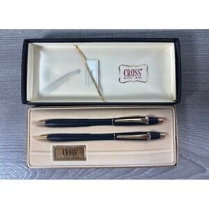 Cross Pen and Pencil Set Black Gold Trim Classic Writing Instruments